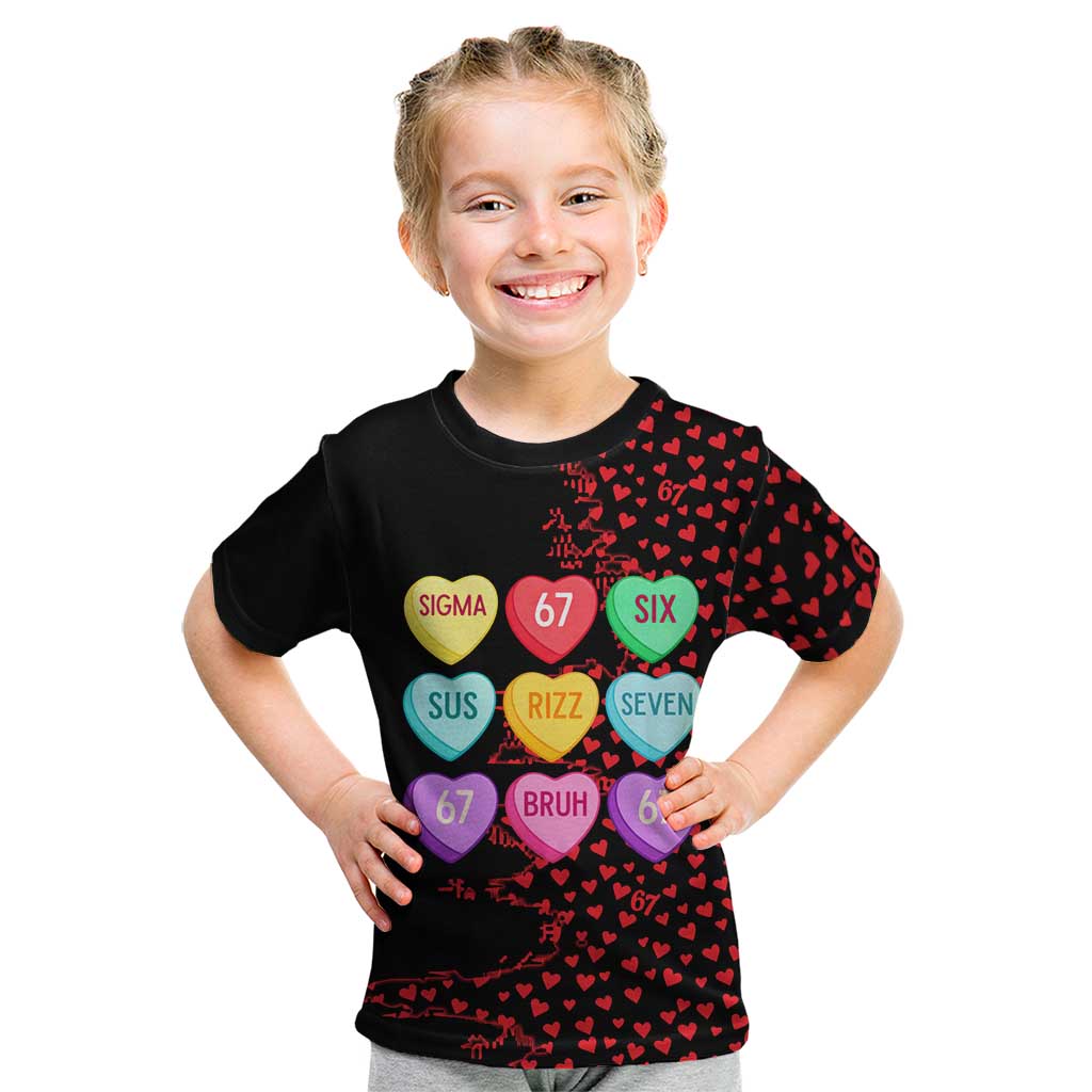 Valentine’s Day 67 Meme Six Seven Kid T Shirt Gen Alpha Conversation Hearts