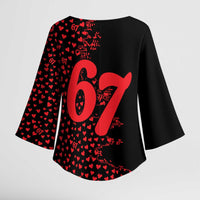 Valentine’s Day 67 Meme Six Seven Kimono Sleeve Blouse Gen Alpha Conversation Hearts