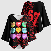 Valentine’s Day 67 Meme Six Seven Kimono Sleeve Blouse Gen Alpha Conversation Hearts