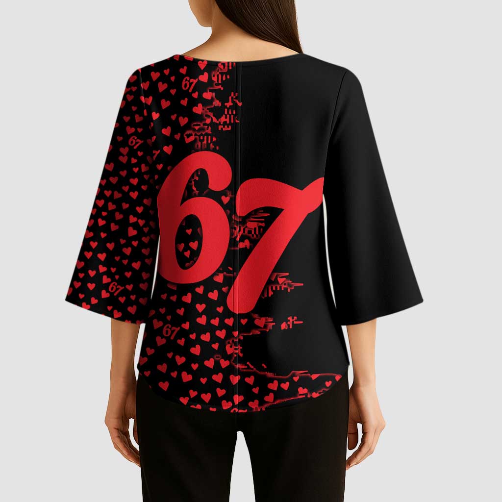 Valentine’s Day 67 Meme Six Seven Kimono Sleeve Blouse Gen Alpha Conversation Hearts