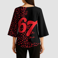 Valentine’s Day 67 Meme Six Seven Kimono Sleeve Blouse Gen Alpha Conversation Hearts