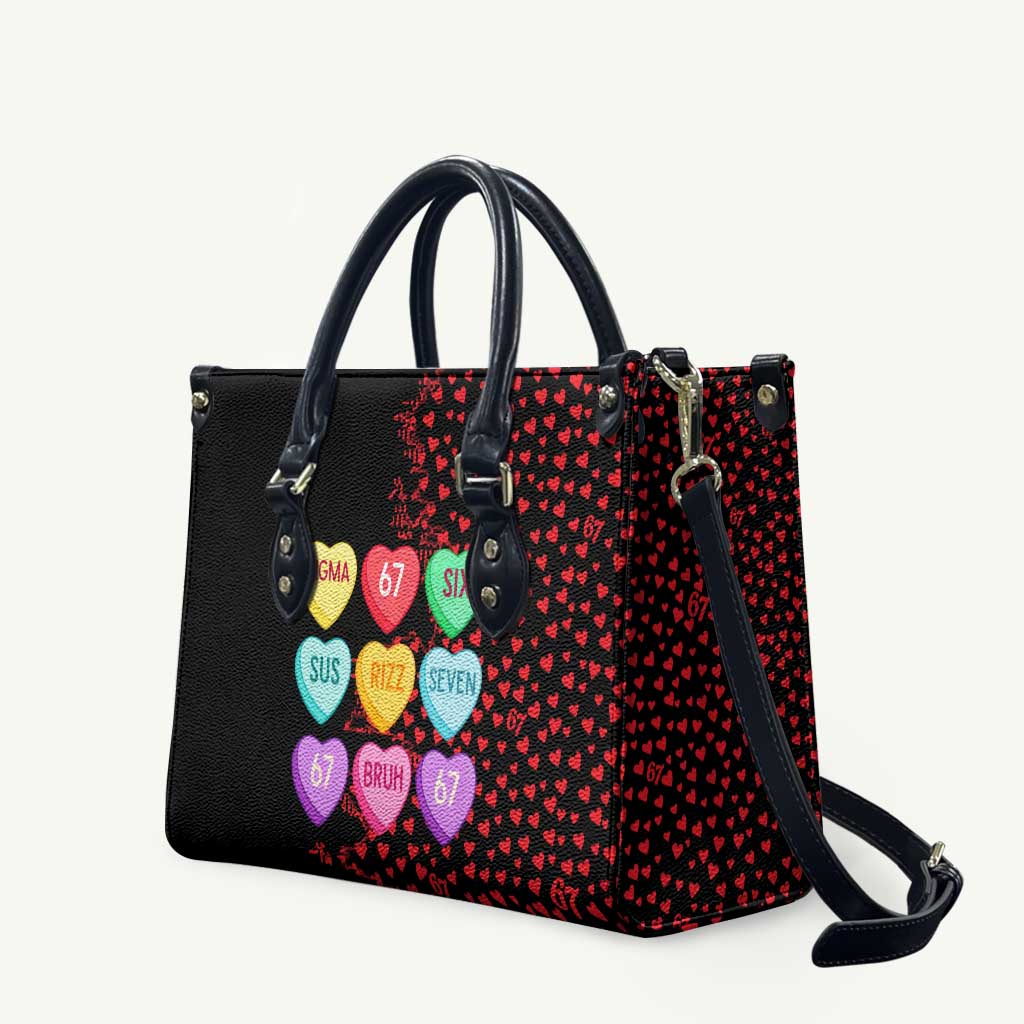 Valentine’s Day 67 Meme Six Seven Leather Bag Gen Alpha Conversation Hearts