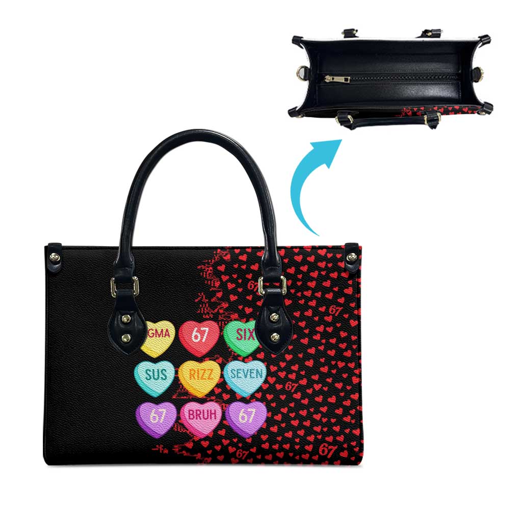 Valentine’s Day 67 Meme Six Seven Leather Bag Gen Alpha Conversation Hearts