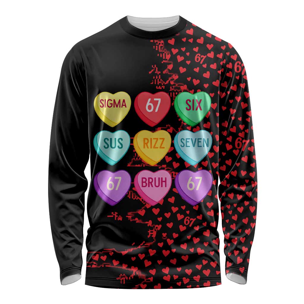Valentine’s Day 67 Meme Six Seven Long Sleeve Shirt Gen Alpha Conversation Hearts