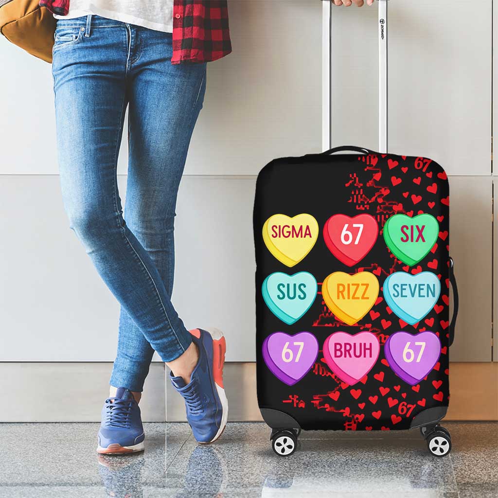 Valentine’s Day 67 Meme Six Seven Luggage Cover Gen Alpha Conversation Hearts