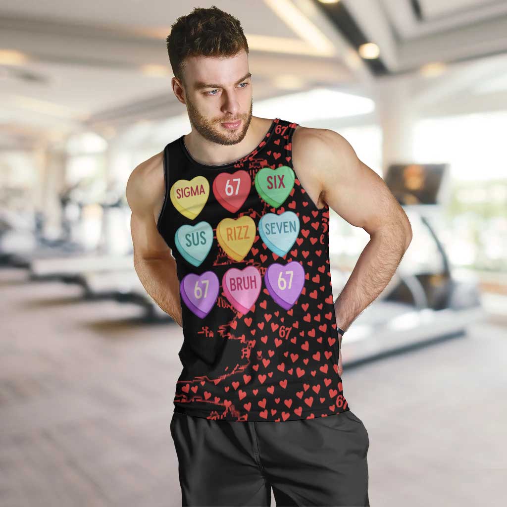 Valentine’s Day 67 Meme Six Seven Men Tank Top Gen Alpha Conversation Hearts
