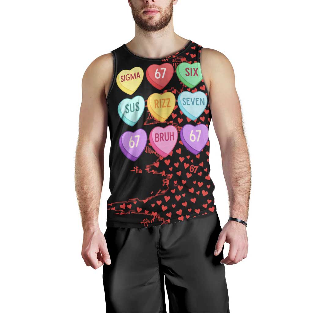 Valentine’s Day 67 Meme Six Seven Men Tank Top Gen Alpha Conversation Hearts
