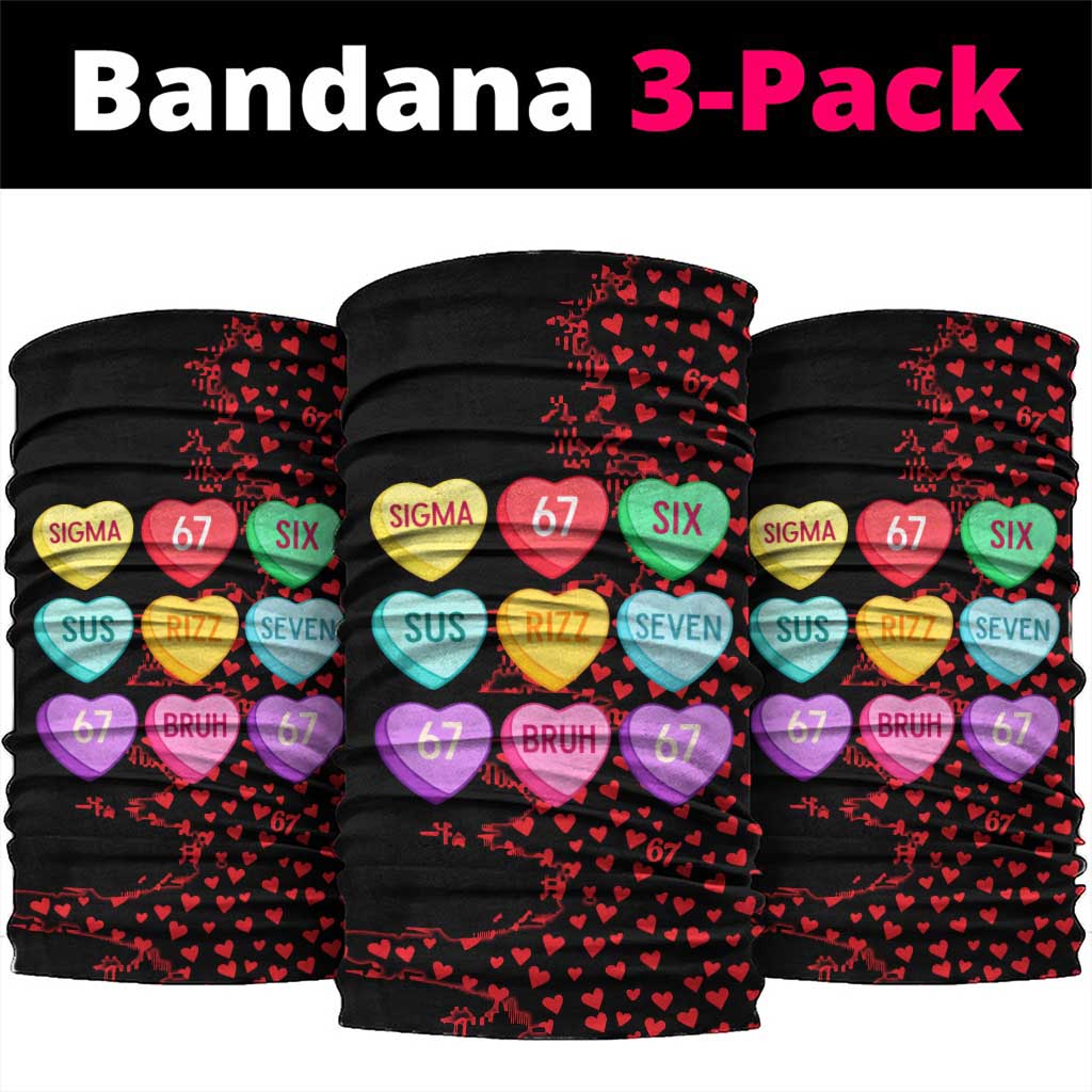 Valentine’s Day 67 Meme Six Seven Neck Gaiter Gen Alpha Conversation Hearts