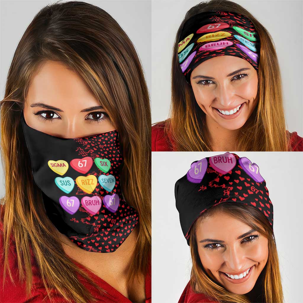 Valentine’s Day 67 Meme Six Seven Neck Gaiter Gen Alpha Conversation Hearts
