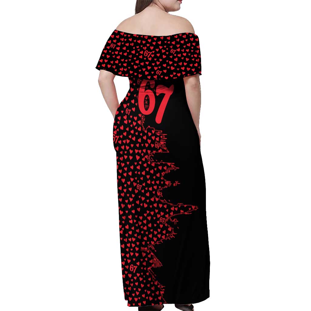 Valentine’s Day 67 Meme Six Seven Off Shoulder Maxi Dress Gen Alpha Conversation Hearts