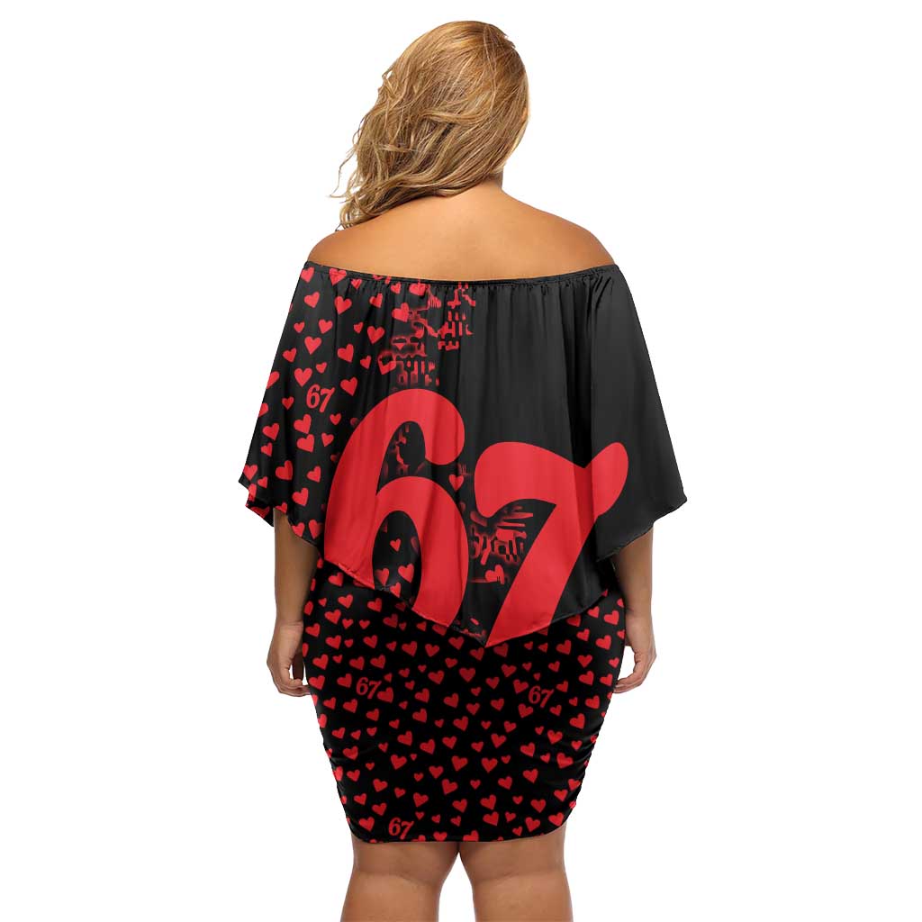 Valentine’s Day 67 Meme Six Seven Off Shoulder Short Dress Gen Alpha Conversation Hearts