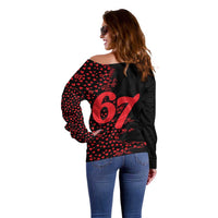 Valentine’s Day 67 Meme Six Seven Off Shoulder Sweater Gen Alpha Conversation Hearts
