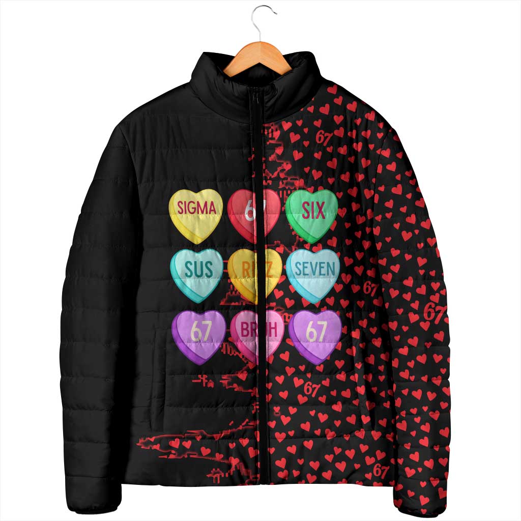 Valentine’s Day 67 Meme Six Seven Padded Jacket Gen Alpha Conversation Hearts