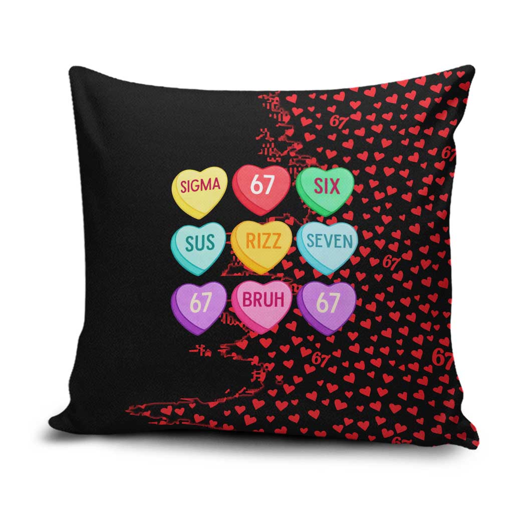 Valentine’s Day 67 Meme Six Seven Pillow Cover Gen Alpha Conversation Hearts