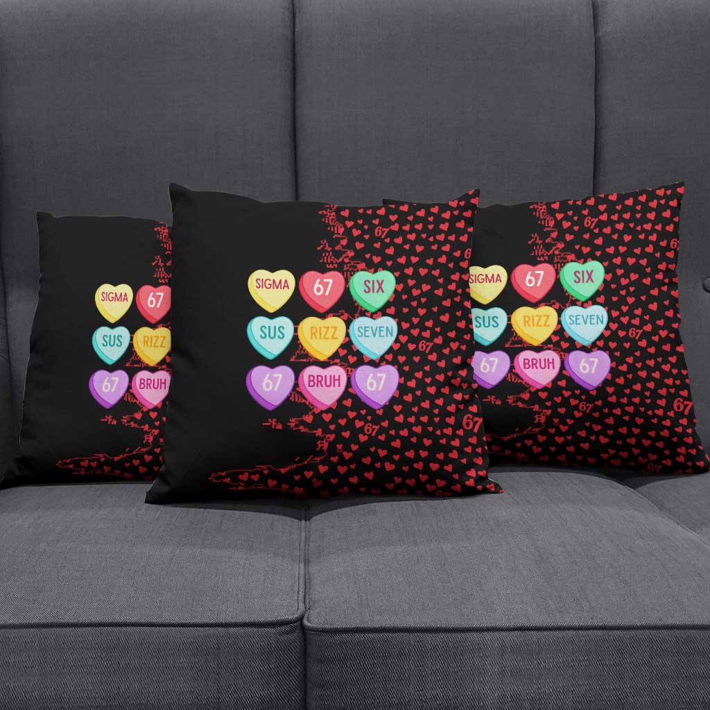 Valentine’s Day 67 Meme Six Seven Pillow Cover Gen Alpha Conversation Hearts