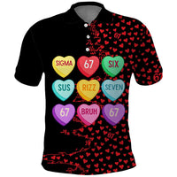 Valentine’s Day 67 Meme Six Seven Polo Shirt Gen Alpha Conversation Hearts