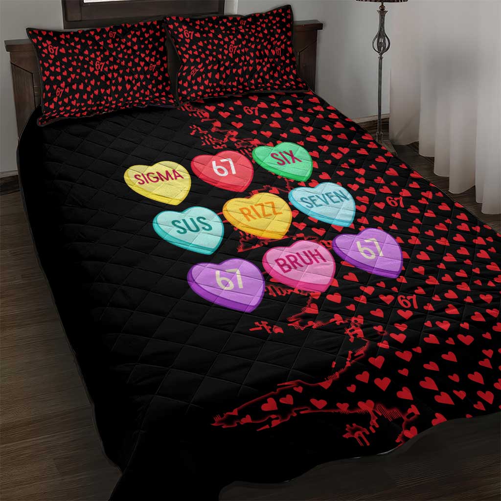 Valentine’s Day 67 Meme Six Seven Quilt Bed Set Gen Alpha Conversation Hearts