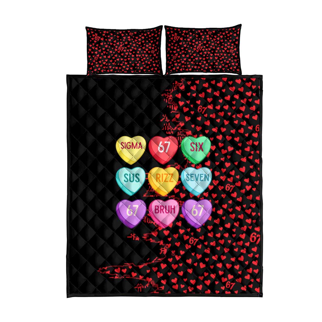 Valentine’s Day 67 Meme Six Seven Quilt Bed Set Gen Alpha Conversation Hearts