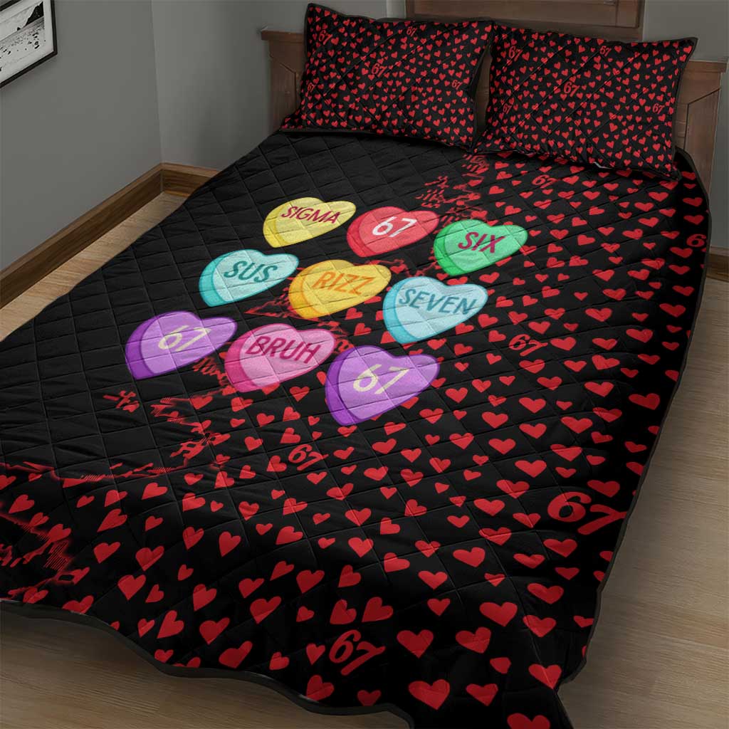 Valentine’s Day 67 Meme Six Seven Quilt Bed Set Gen Alpha Conversation Hearts