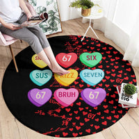 Valentine’s Day 67 Meme Six Seven Round Carpet Gen Alpha Conversation Hearts