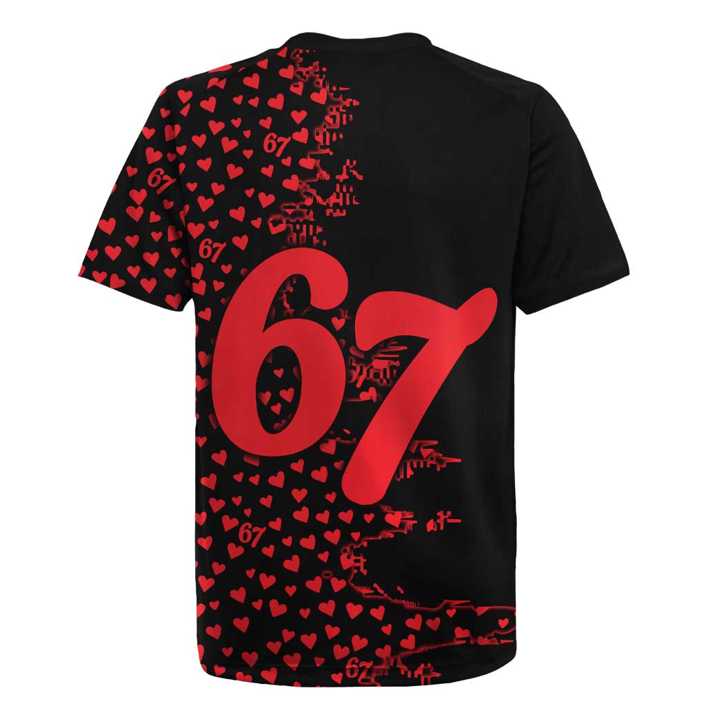 Valentine’s Day 67 Meme Six Seven Rugby Jersey Gen Alpha Conversation Hearts
