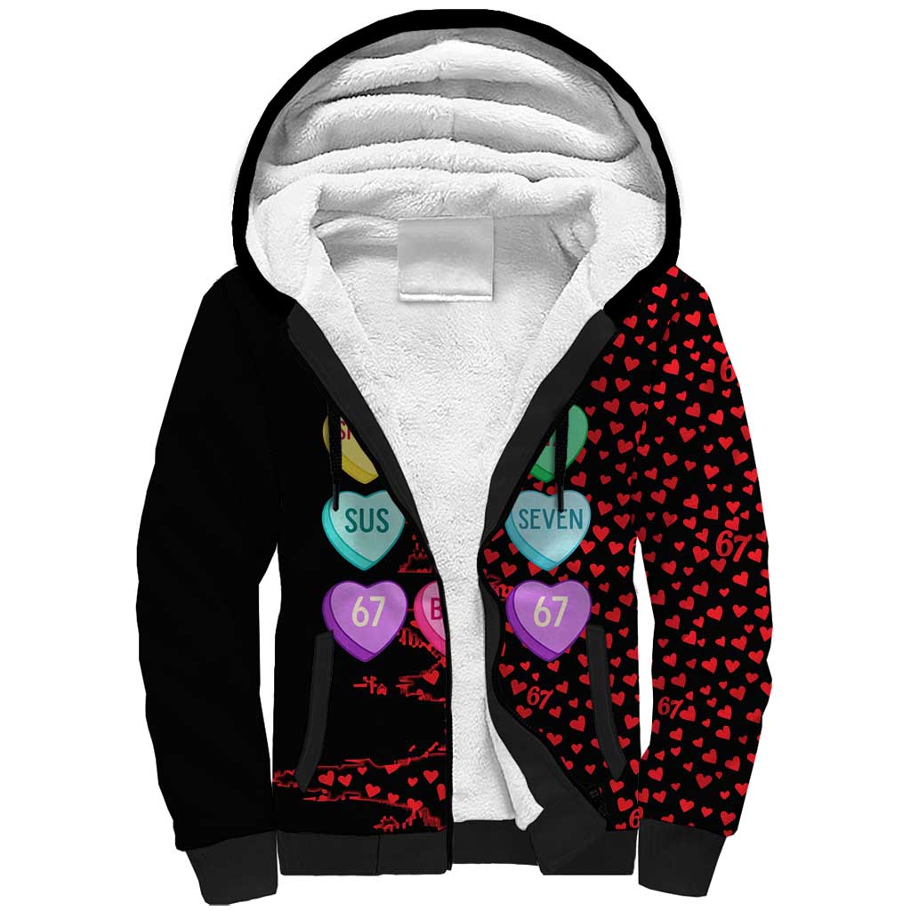 Valentine’s Day 67 Meme Six Seven Sherpa Hoodie Gen Alpha Conversation Hearts