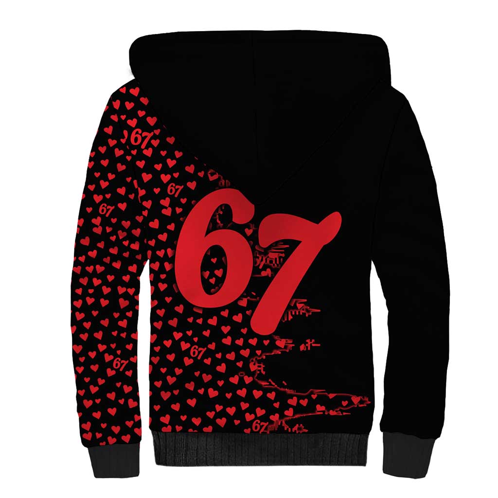 Valentine’s Day 67 Meme Six Seven Sherpa Hoodie Gen Alpha Conversation Hearts