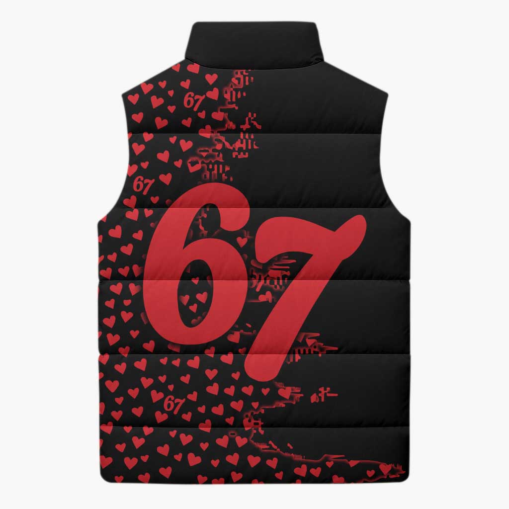 Valentine’s Day 67 Meme Six Seven Sleeveless Puffer Jacket Gen Alpha Conversation Hearts