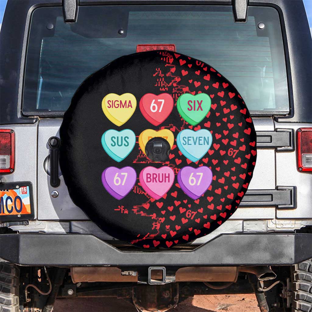 Valentine’s Day 67 Meme Six Seven Spare Tire Cover Gen Alpha Conversation Hearts