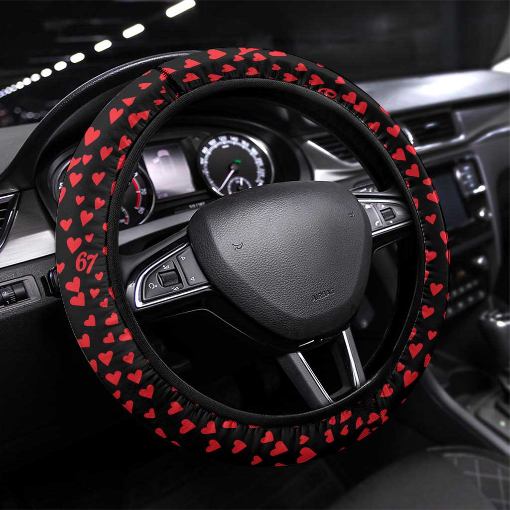 Valentine’s Day 67 Meme Six Seven Steering Wheel Cover Gen Alpha Conversation Hearts