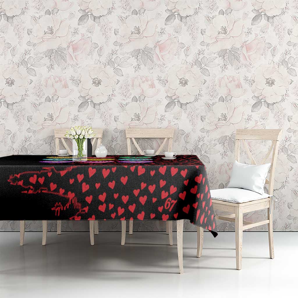 Valentine’s Day 67 Meme Six Seven Tablecloth Gen Alpha Conversation Hearts