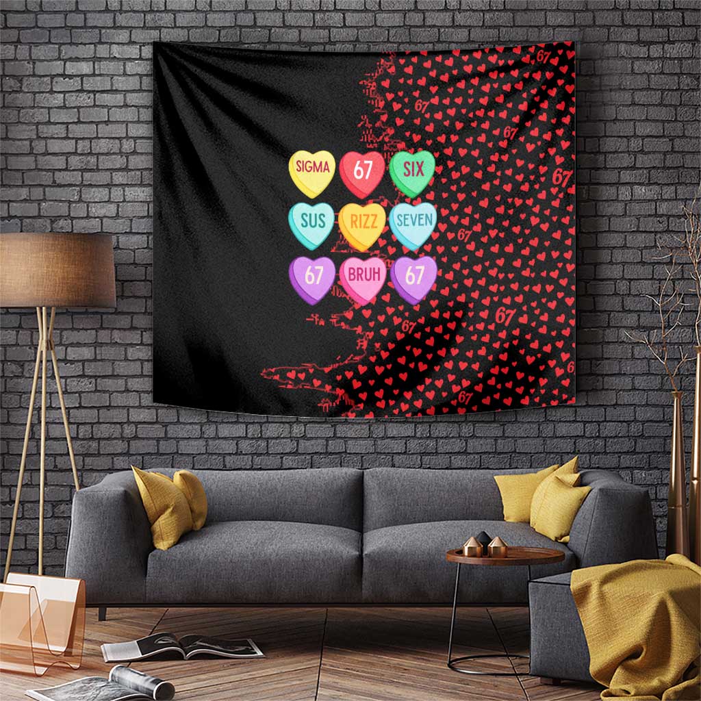 Valentine’s Day 67 Meme Six Seven Tapestry Gen Alpha Conversation Hearts