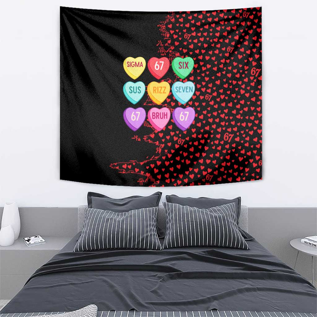 Valentine’s Day 67 Meme Six Seven Tapestry Gen Alpha Conversation Hearts
