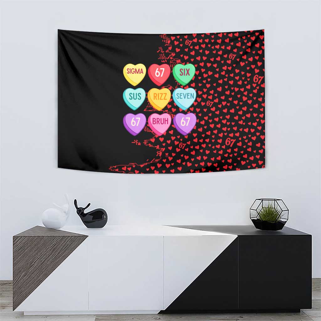 Valentine’s Day 67 Meme Six Seven Tapestry Gen Alpha Conversation Hearts