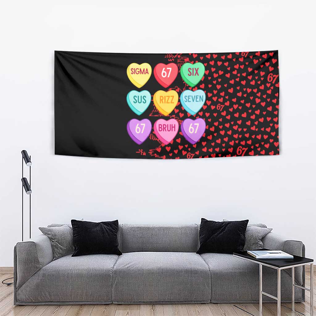 Valentine’s Day 67 Meme Six Seven Tapestry Gen Alpha Conversation Hearts
