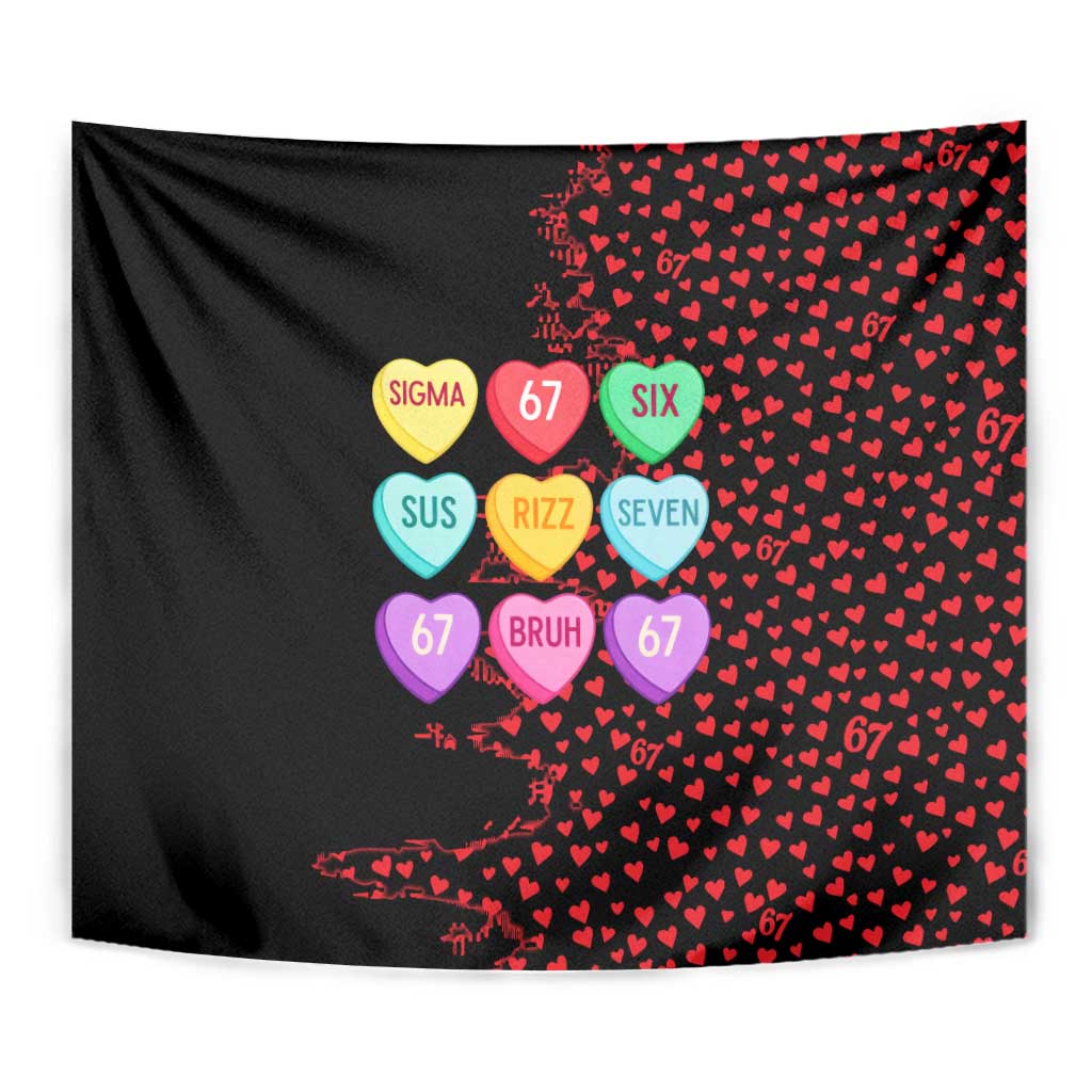 Valentine’s Day 67 Meme Six Seven Tapestry Gen Alpha Conversation Hearts