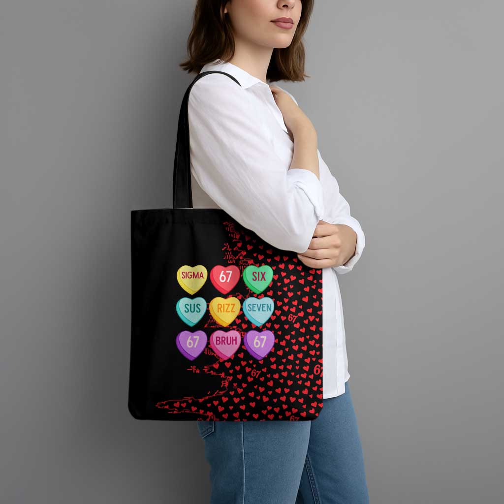 Valentine’s Day 67 Meme Six Seven Tote Bag Gen Alpha Conversation Hearts