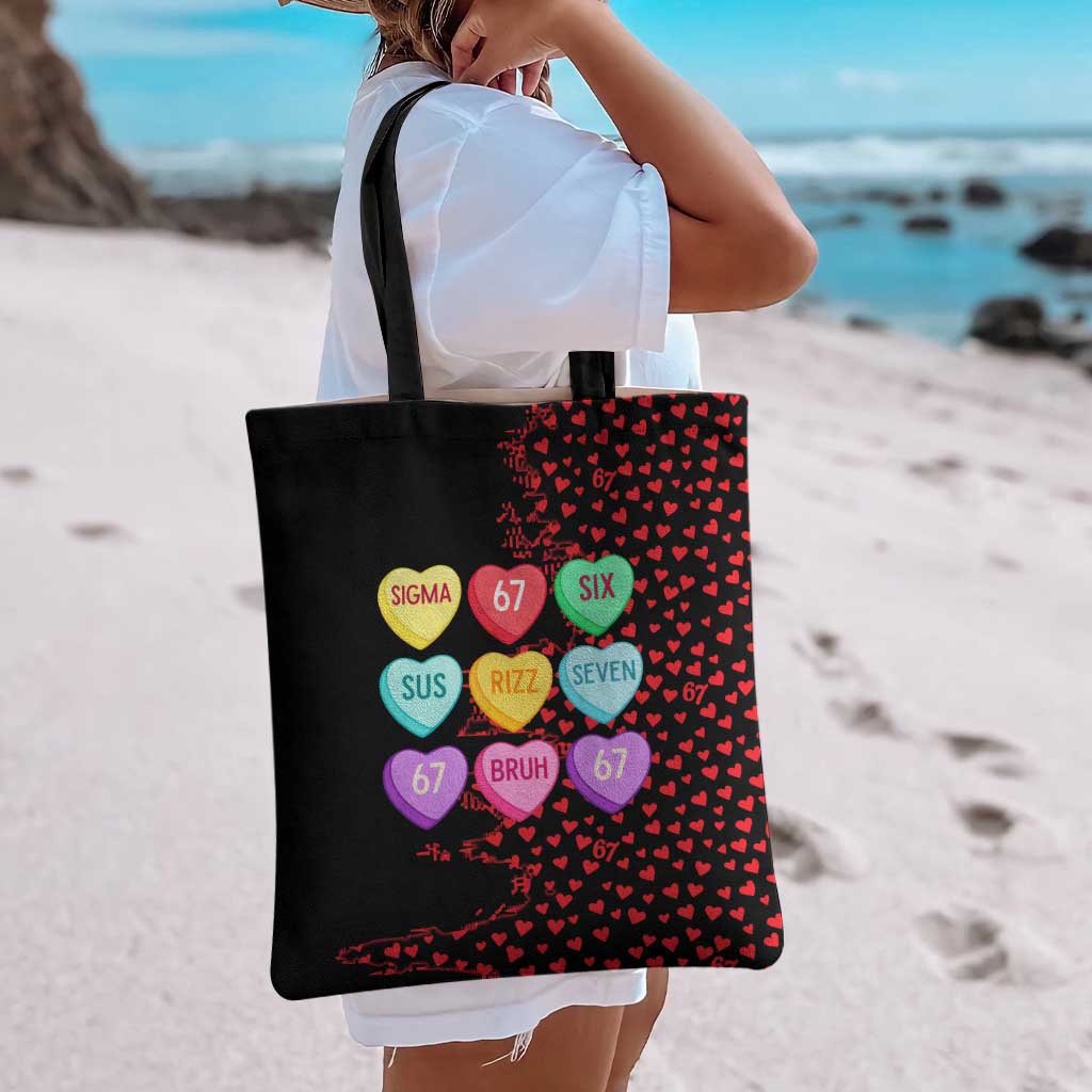 Valentine’s Day 67 Meme Six Seven Tote Bag Gen Alpha Conversation Hearts