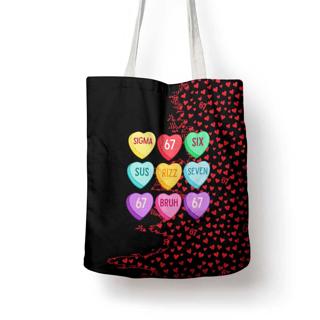 Valentine’s Day 67 Meme Six Seven Tote Bag Gen Alpha Conversation Hearts