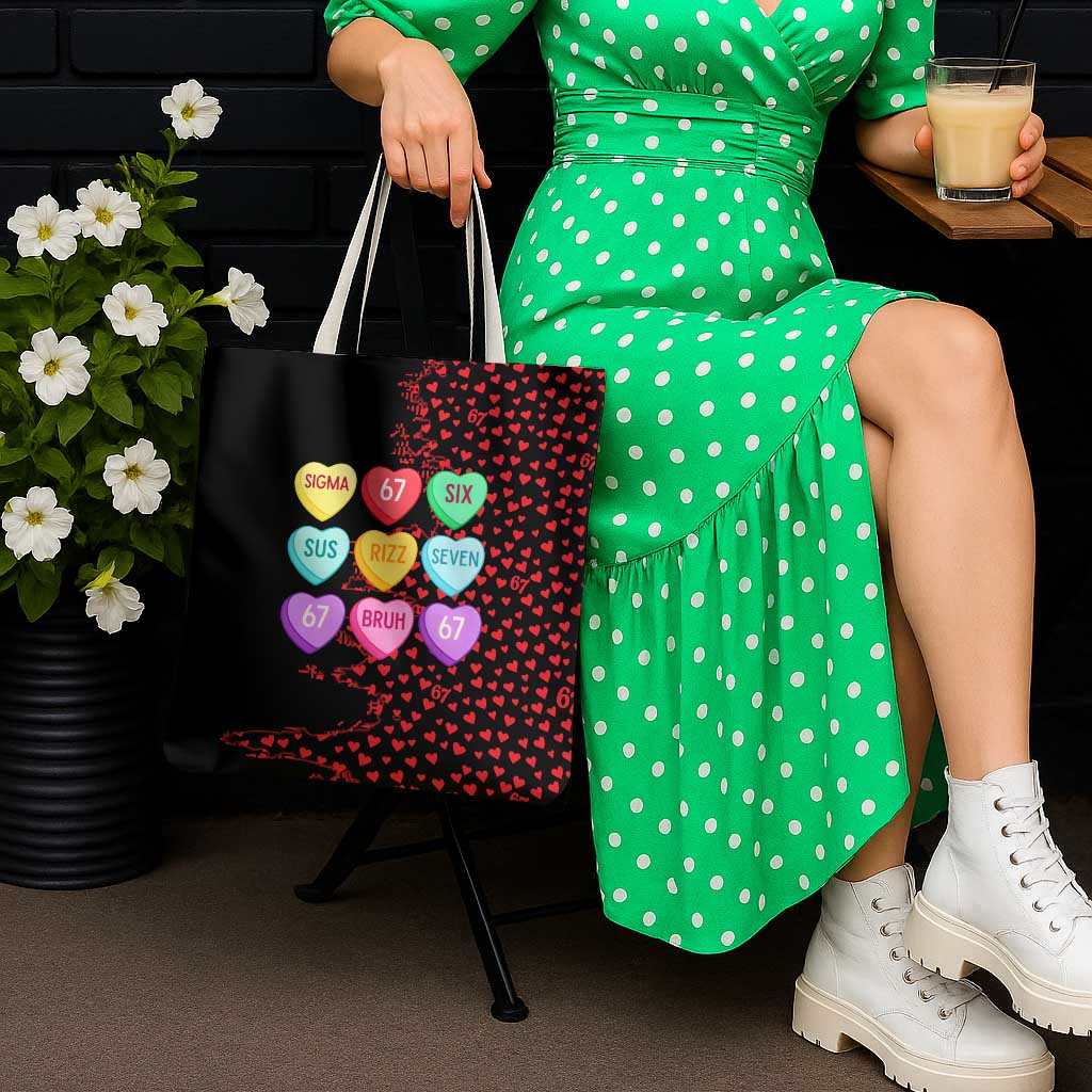 Valentine’s Day 67 Meme Six Seven Tote Bag Gen Alpha Conversation Hearts