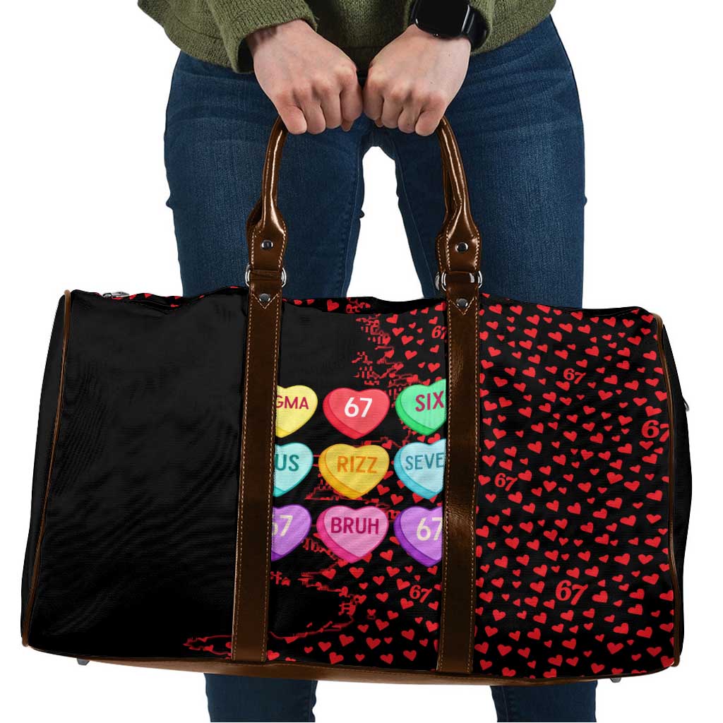 Valentine’s Day 67 Meme Six Seven Travel Bag Gen Alpha Conversation Hearts