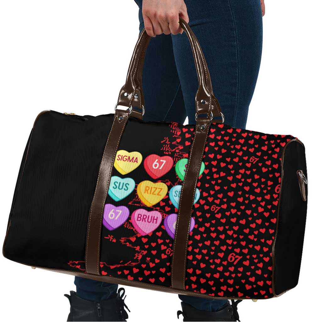 Valentine’s Day 67 Meme Six Seven Travel Bag Gen Alpha Conversation Hearts