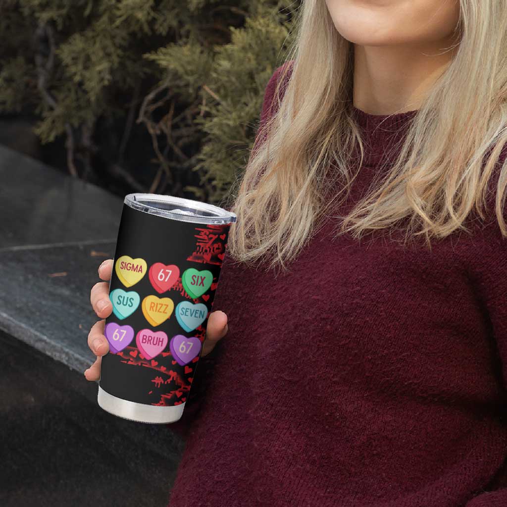 Valentine’s Day 67 Meme Six Seven Tumbler Cup Gen Alpha Conversation Hearts