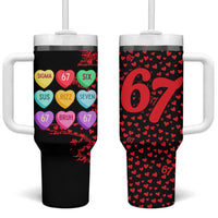 Valentine’s Day 67 Meme Six Seven Tumbler With Handle Gen Alpha Conversation Hearts
