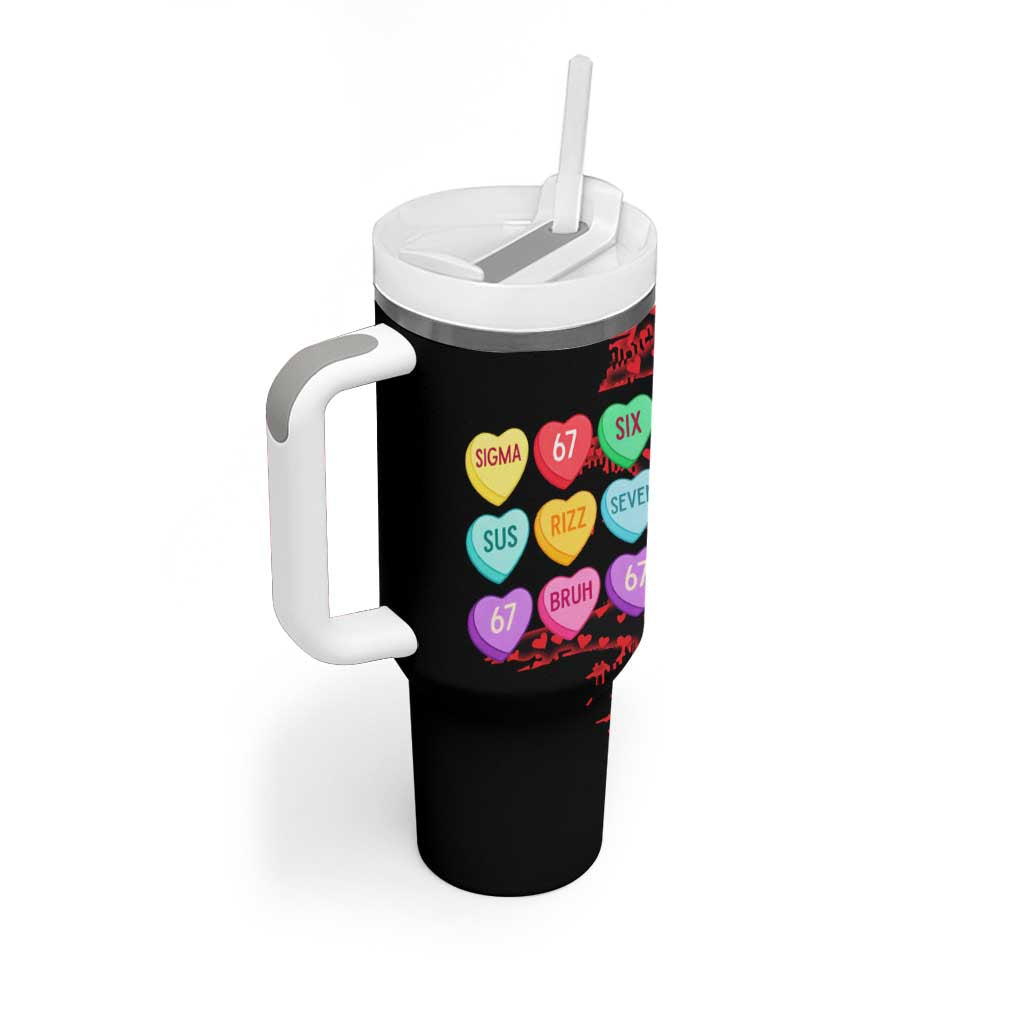 Valentine’s Day 67 Meme Six Seven Tumbler With Handle Gen Alpha Conversation Hearts