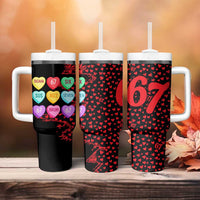 Valentine’s Day 67 Meme Six Seven Tumbler With Handle Gen Alpha Conversation Hearts