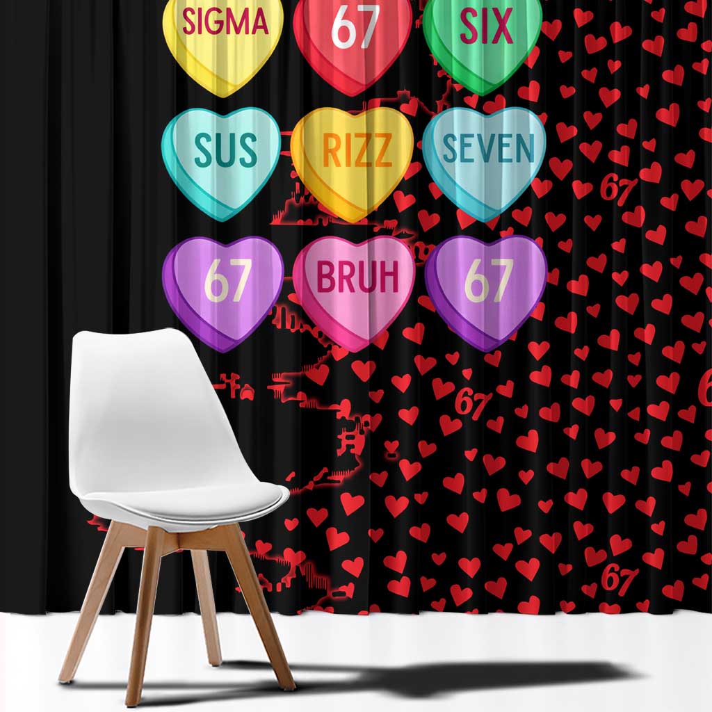 Valentine’s Day 67 Meme Six Seven Window Curtain Gen Alpha Conversation Hearts