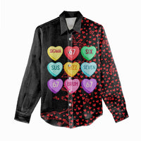 Valentine’s Day 67 Meme Six Seven Women Casual Shirt Gen Alpha Conversation Hearts