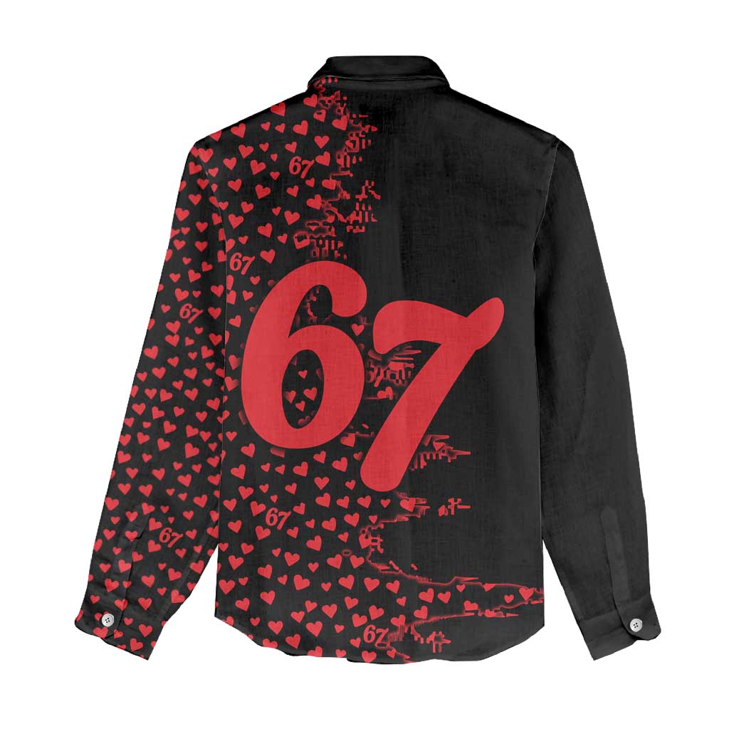 Valentine’s Day 67 Meme Six Seven Women Casual Shirt Gen Alpha Conversation Hearts