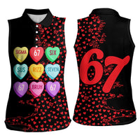 Valentine’s Day 67 Meme Six Seven Women Sleeveless Polo Shirt Gen Alpha Conversation Hearts
